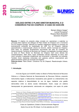 di&aacute;logo entre o plano diretor municipal e o cons&oacute;rcio foz do