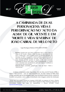 vida e peregrina&ccedil;&atilde;o no &ldquo;auto da alma&rdquo; de gil vicente e em