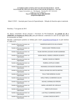 Edital 12/2015 &ndash; Inscri&ccedil;&atilde;o para Cursos de Especializa&ccedil;&atilde;o