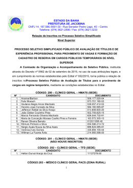 Processo Seletivo Simplificado P&uacute;blico De Avalia&ccedil;&atilde;o De