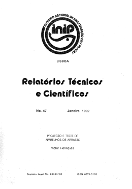 Projecto e teste de aparelhos de arrasto