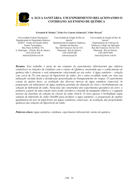 a &aacute;gua sanit&aacute;ria: um experimento relacionando o
