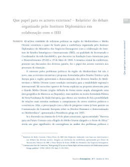 Que papel para os actores externos?