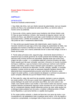 Ensaio Sobre O Governo Civil CAP&Iacute;TULO I INTRODU&Ccedil;&Atilde;O