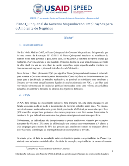 Plano Quinquenal do Governo Moçambicano: Implicações
