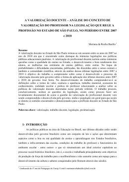 a valoriza&ccedil;&atilde;o docente - Rede de Estudos do Trabalho