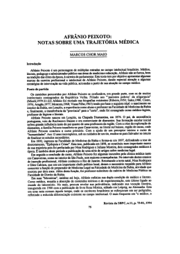 AFR&Atilde;NIO PEIXOTO: NOTAS sOBRE UMA TRAJET&Oacute;RIA M&Eacute;DICA