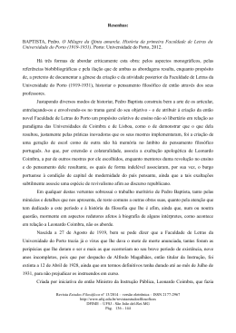 Resenhas: BAPTISTA, Pedro. O Milagre da Qinta amarela