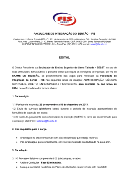 EDITAL PARA EXAME DE SELEÇÃO DE PROFESSORES 1
