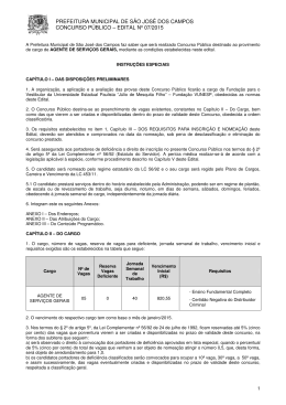 Edital - Prefeitura Municipal de S&atilde;o Jos&eacute; dos Campos