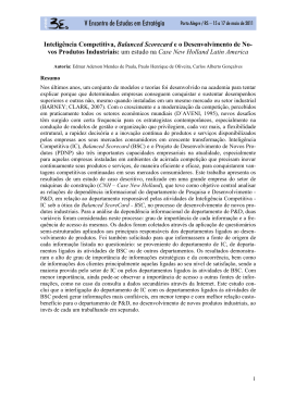 Intelig&ecirc;ncia Competitiva, Balanced Scorecard e o