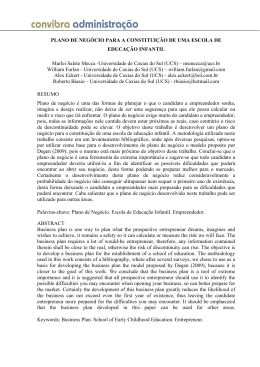 PLANO DE NEG&Oacute;CIO PARA A CONSTITUI&Ccedil;&Atilde;O DE UMA