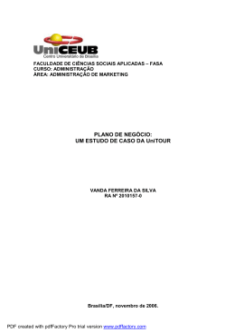 PLANO DE NEG&Oacute;CIO: UM ESTUDO DE CASO DA