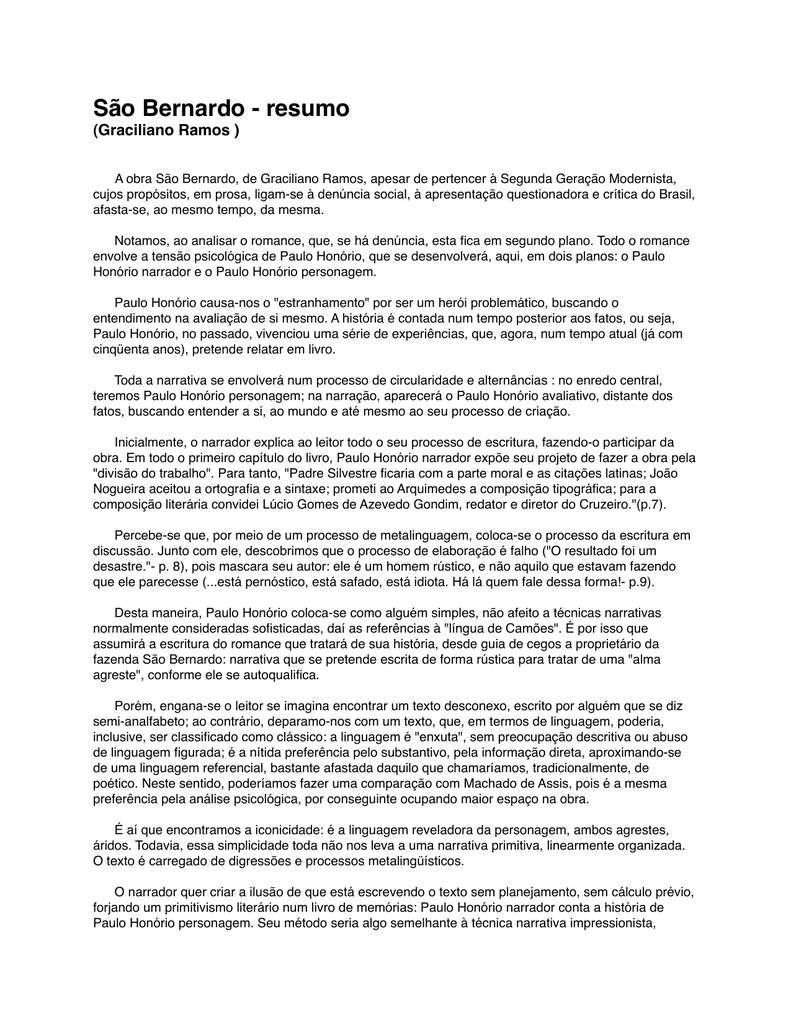 Sao Bernardo Resumo