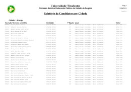Universidade Tiradentes Relatório de Candidatos por Cidade