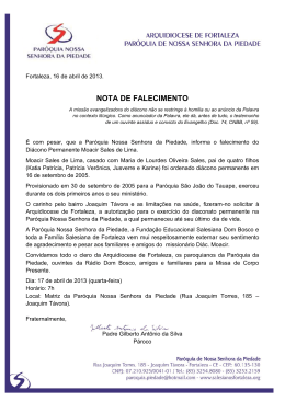 NOTA DE FALECIMENTO - Arquidiocese de Fortaleza