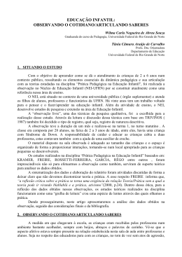 educa&ccedil;&atilde;o infantil: observando o cotidiano/articulando saberes