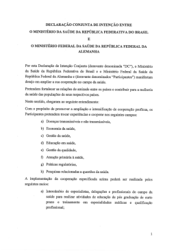 DECLARAÇÃO CONJUNTA DE INTENÇÃO ENTRE O MINISTÉRIO