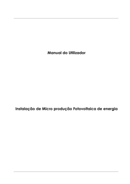 Manual do Utilizador Instalação de Micro produção