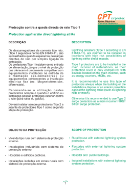 Protec&ccedil;&atilde;o contra a queda directa de raio Tipo 1 Protection