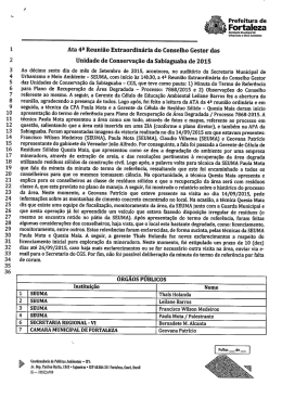 4ª Reunião Extraordinária 2015 - Prefeitura Municipal de Fortaleza