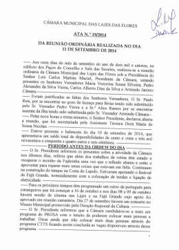 CMLF 19/2014 - Câmara Municipal das Lajes das Flores