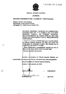 Acórdão TSE n. 959/2006. - Tribunal Regional Eleitoral de Santa