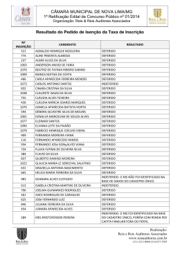 Resultado dos pedidos de isen&ccedil;&atilde;o da taxa de inscri&ccedil;&atilde;o