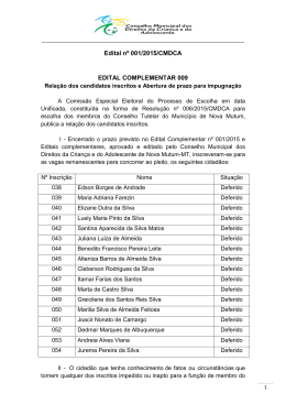Edital complementar 009 . Edital 001.2015 inscritos