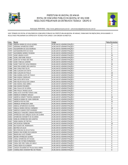 RESULTADO PRELIMINAR DA ENTREVISTA T&Eacute;CNICA