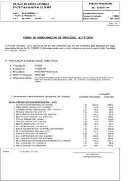 Preg&atilde;o Presencial n&ordm;. 47/2010 - prefeitura municipal de seara