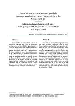 Diagn&oacute;stico qu&iacute;mico preliminar da qualidade das &aacute;guas superfi