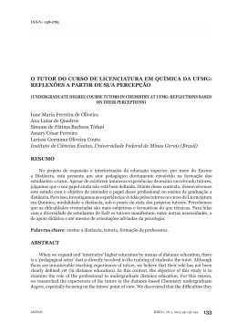 O TUTOR DO CURSO DE LICENCIATURA EM qUÍMICA DA