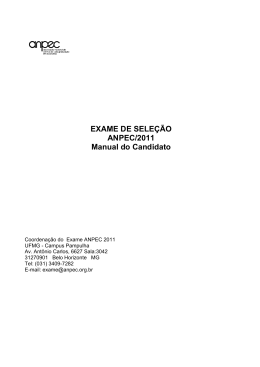 EXAME DE SELE&Ccedil;&Atilde;O ANPEC/2011 Manual do Candidato