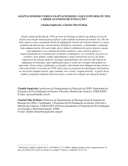 ADAPTACIONISMO VERSUS EXAPTACIONISMO: O QUE ESTE DEBATE TEM A