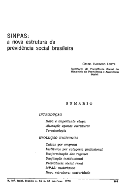 SINPAS: a nova estrutura da previd&ecirc;ncia social brasileira