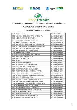 RESULTADO PRELIMINAR DA ETAPA DE SELE&Ccedil;&Atilde;O DE