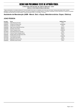 RESULTADO PRELIMINAR TESTE DE APTID&Atilde;O F&Iacute;SICA