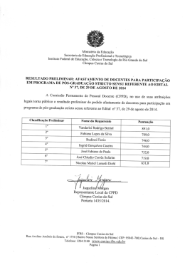 RESULTADO PRELIMINAR: AFASTAMENTO DE DOCENTES