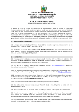 Resultado Preliminar da Prova Pr&aacute;tica