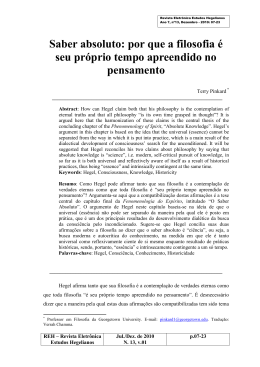 por que a filosofia &eacute; seu pr&oacute;prio tempo apreendido no pensamento