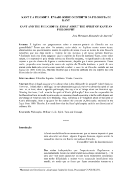 kant e a filosofia - Faculdade de Filosofia e Ci&ecirc;ncias