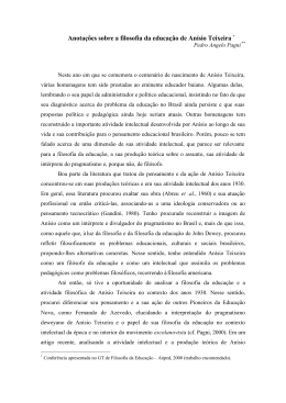 Anota&ccedil;&otilde;es sobre a filosofia da educa&ccedil;&atilde;o de An&iacute;sio Teixeira *