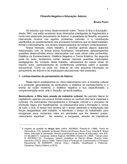 1 Filosofia Negativa e Educa&ccedil;&atilde;o: Adorno Bruno Pucci Os