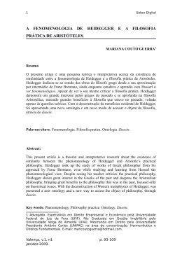 A FENOMENOLOGIA DE HEIDEGGER E A FILOSOFIA