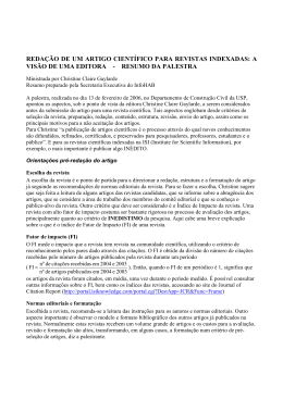 reda&ccedil;&atilde;o de um artigo cient&iacute;fico para revistas indexadas
