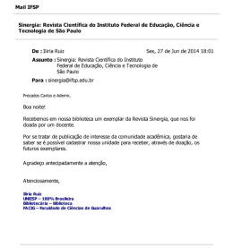 Mail IFSF Sinergia: Revista Cientiﬁca do Instituto Federal de
