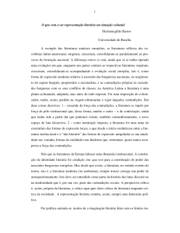 1 O que vem a ser representa&ccedil;&atilde;o liter&aacute;ria em situa&ccedil;&atilde;o colonial