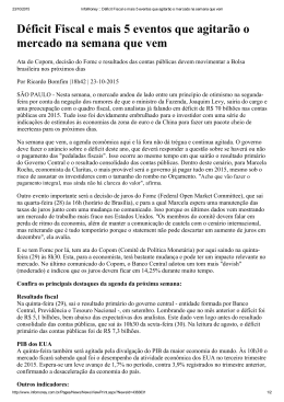 Déficit Fiscal e mais 5 eventos que agitarão o mercado na semana