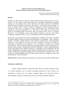 Resumo Partindo, em linhas gerais, do que vem sendo referido no